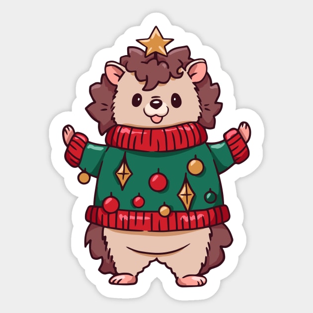 Cute Cartoon Christmas Hedgehog Sticker by SLAG_Creative